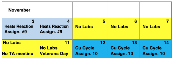 Lab schedule November 5-11